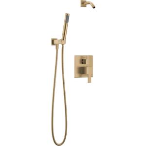 Delta Modern Square Shower System Faucet Set, Brushed Gold Shower Head and Handle Set, Valve Trim Kit, Champagne Bronze T342703-CZLHD (Valve and Head Not Included)
