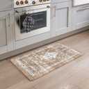 Collive Anti Fatigue Mats for Kitchen Floor, Boho Cushioned Waterproof Kitchen Rugs Non Slip Sink Mats, Memory Foam Standing Mat for Desk, Home Office, 17.3" x 30" (Cream/Brown)