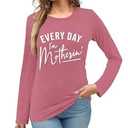NEWKA Mama Shirt for Women Mothers Day Long Sleeve Shirts Every Day I'm Motherin Tee Tops Pink, Size XL