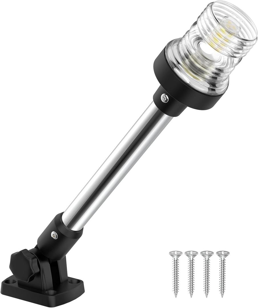 12 Inches Anchor Light Stern Light for Boats, White Boat Navigation Lights LED Waterproof IP67, Rear LED Marine Running Lights for Pontoon, Jon Boat, Fishing Boats