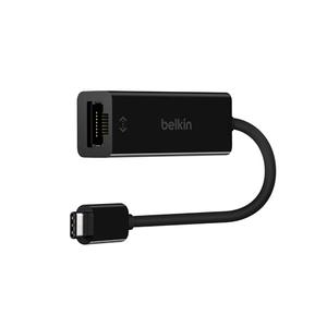 Belkin USB-C to Ethernet Adapter, Gigabit Ethernet Port Compatible w/ USB-C Devices, USB-C to Ethernet Cable for MacBook Pro & Dell XPS 13” Laptops, Ethernet USB-C Hub, Ethernet USB-C Adapter - Black