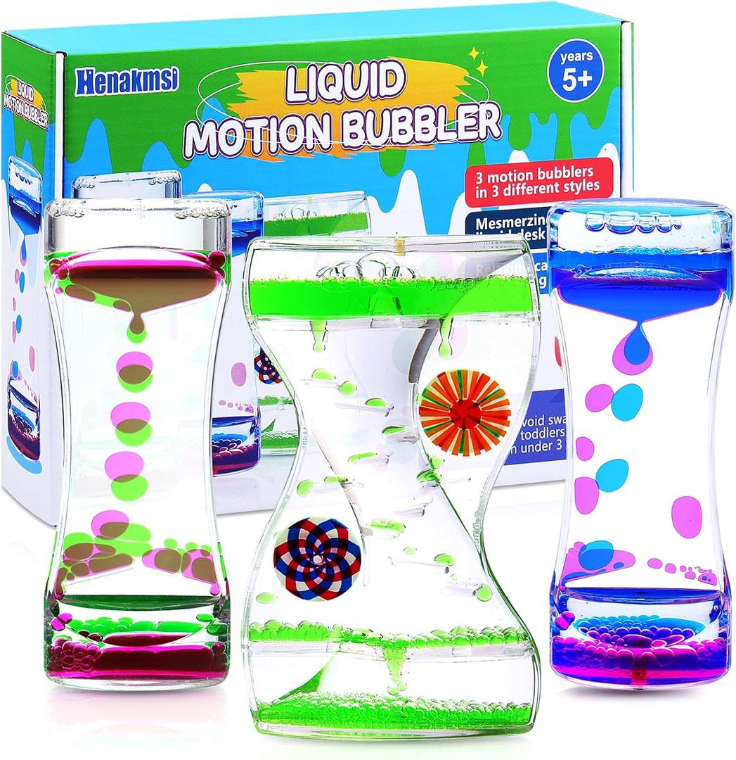 3Pack Liquid Motion Bubbler Timer for Caliming Sensory Toys, Autism Toys,Fidget Toy, Children Activity, Novelty Gifts,Holiday Stocking Stuffers, ADHD Office Home Desk Decorations