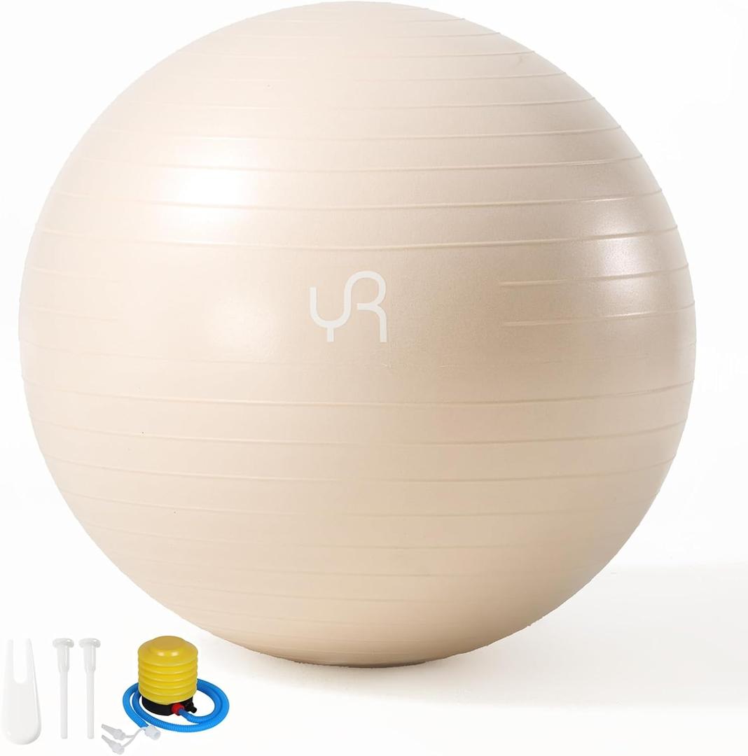 YR Exercise Ball 21.6''/25.6''/29.5'' Yoga Ball for Workout Pregnancy Stability, Anti Burst Fitness Ball for Home Gym, Core & Balance Training, Physical Therapy - White, 75CM