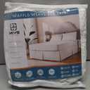 MIYE Pleated Waffle Weave Bed Skirt, Tailored Dust Ruffle 12 Inch Drop Easy Fit, Machine Washable (White, Full - 12" Drop)