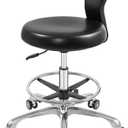 Rolling Stool Task Chair Drafting Adjustable with Wheels and Backrest Heavy Duty for Office Kitchen Medical Dentist Shop Lab and Home(with Footrest)