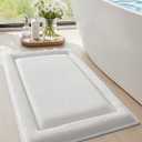 Color&Geometry 36x24 Memory Foam Bath Mat, Ivory Bathroom Rugs Soft Absorbent Chenille Bath Rug, Non Slip Bath Mats for Bathroom, Thick Shower Mats, Ivory