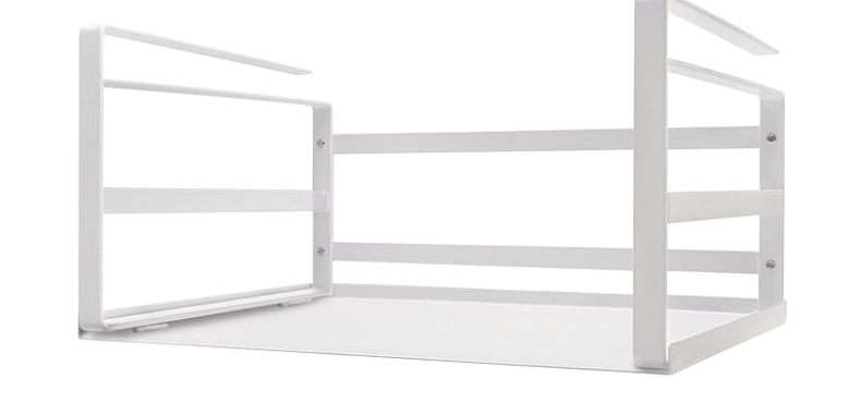 Nxconsu 1 Pack Under Shelf Storage Basket Organizer Hanging Holder for Cabinet Pantry Kitchen Cupboard Desk Counter Bookshelf Organization Add-on Space Saver Heavy Duty Slide-in White