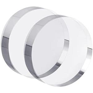 CiaoHER 1in Thickness 4in Diameter Acrylic Disc Display Block Clear Polished Round Pedestal Stand Riser 4" x 4" x 1", 2 Pack