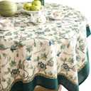 patdrea Designer Linen Vintage Round Table Cloth,Vintage Green Floral Pattern Durable Tablecloth,Table Cover Decor for Kitchen Dining,Parties,Christmas,Thanksgiving,Party,Diameter 55"-Noah