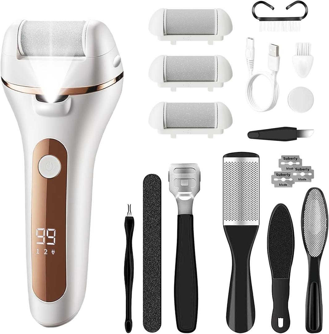 Electric Foot Callus Remover Rechargeable, Portable Electronic Foot File Pedicure Tools, Waterproof Electric Callus Remover Foot Scrubber, Professional Pedicure Foot Care Kit for Dead Cracked Dry Skin