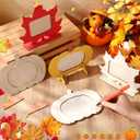 Geelin 6 Pack Thanksgiving DIY Picture Frame Craft Kits Wooden Pumpkin Maple Leaf Photo Frames Bulk Fall Thanksgiving Crafts for Adults Home Holiday Game Activities Gifts