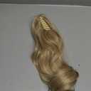 SEIKEA Ponytail Extension, 18" Wavy Claw Clip in Hair Extensions for Women, Lightweight Fluffy Synthetic Ponytail Hairpiece, Natural Soft & Easy to Wear, for Short Blonde Pale Gold Highlights