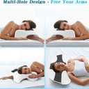 Side Sleeper Pillow with Arm Hole, Shoulder Relief System, Arm Pillow for Neck and Shoulder Pain, Premium Memory Foam, Suitable for Side, Back and Stomach Sleepers - Grey, 6in Height