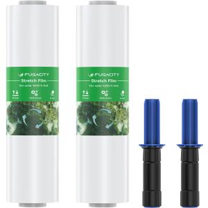 Stretch Wrap Film-2 Pack 15 inch Wide 1000ft Heavy Duty Shrink Wrap,60 Gauge 500% Stretch Industrial Strength for Pallet Wrap, Furniture Wrapping Moving & Protection,2 Roll with Handles