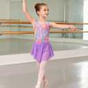 Idgreatim Girls Gymnastic Leotard Ballet Dance Dress Outfit with Removable Skirt Hair Scrunchie Combo 4-11 Years (6-7 Years, Green Pink)