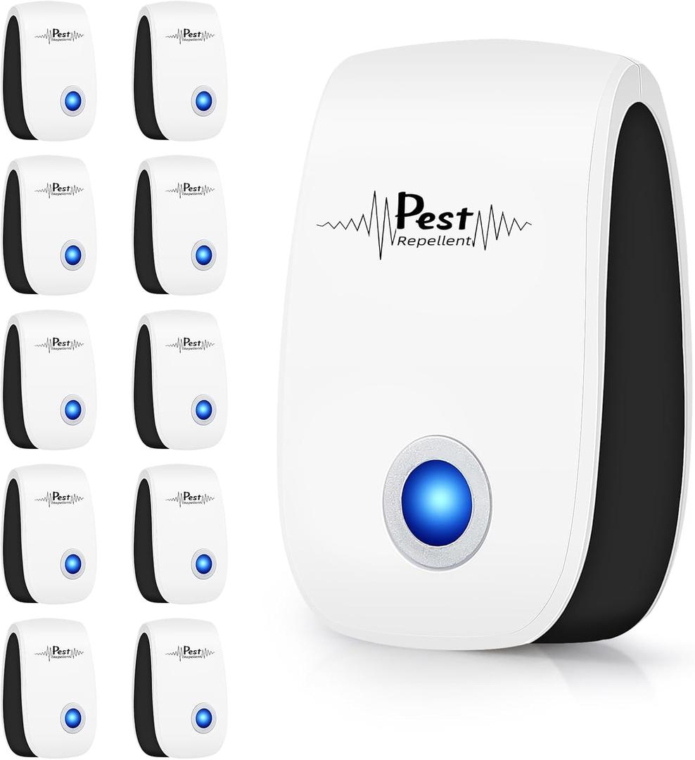 10Pack Ultrasonic Pest Repeller Electronic Mouse Repellent Ultrasonic Plug in Mice Repellent Indoor Sonic Electronic Rodent Repellent Plug in Pest Control for Insect,Cockroach,Rat,Spide,AntBug (black)