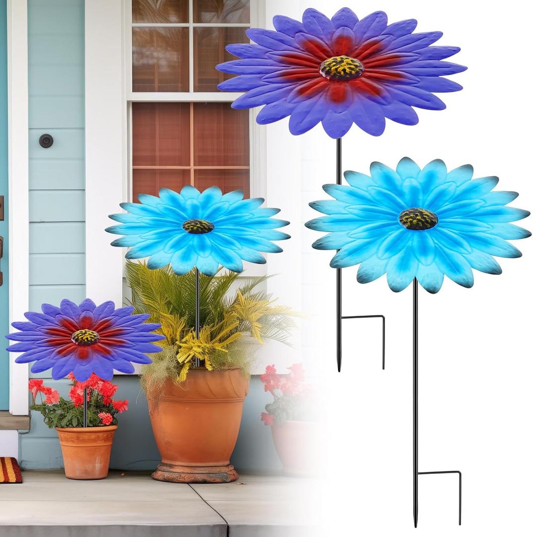 2 Pack Metal Plant Umbrellas for Outdoor Small Plants Shade Cover 12 in Metal Garden Shade Disk Outdoor Garden Umbrella for Potted Live Decor (Blue, Purple)