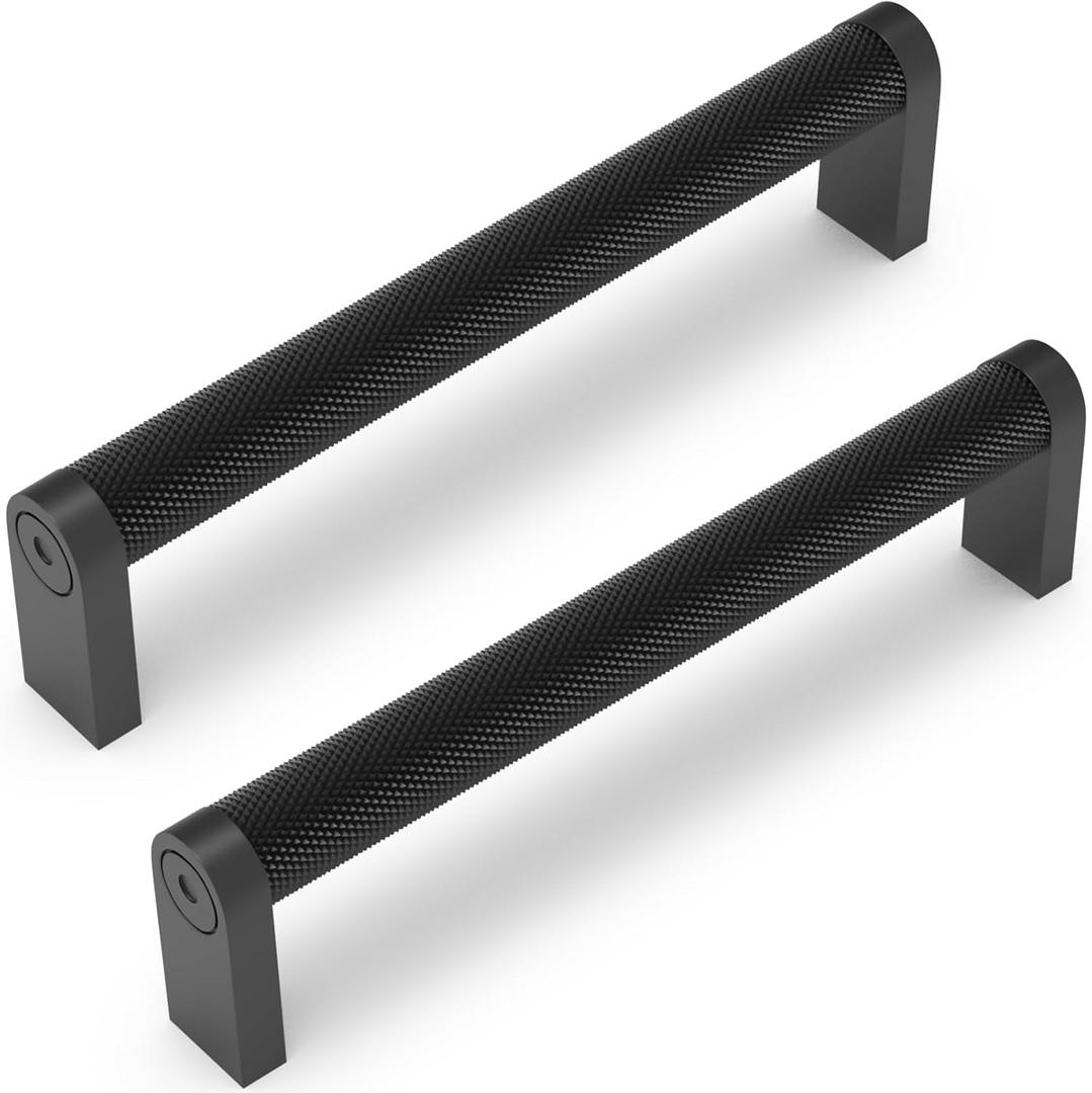 10 Pack Matte Black Cabinet Pulls knurled 5 Inch Hole Centers Kitchen Cabinet Handles Black Drawer Pulls Dresser Handles