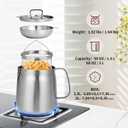 68oz 304 Stainless Steel Deep Fryer Pot with Basket & Strainer, Large Capacity Bacon Grease Container for Kitchen,Frying, Cooking, Camping,Oil Filter Container - Dishwasher Safe (68oz/2L/2.1Qt), 2.1 Quarts