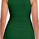 BORIFLORS Women's Sexy Bodycon Corset Mini Dresses Square Neck Ruched Sleeveless Club Party Short Dress (Green, S)
