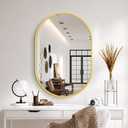 Delma 28x20 Gold Oval Bathroom Mirror for Over Sink, Aluminum Frame