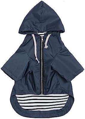 Dog Raincoat rain Jacket Raincoat Dogs Waterproof Small Medium Breeds Zip Closure Storage Pocket Harness Hole Blue  M