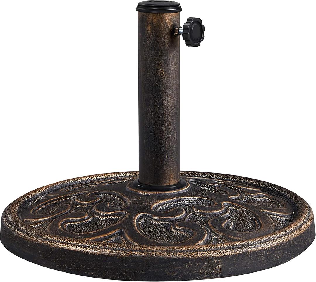 Yaheetech 22lbs Heavy Duty Round Antiqued Umbrella Base All Weather Umbrella Stand for Outoor Patio - Bronze