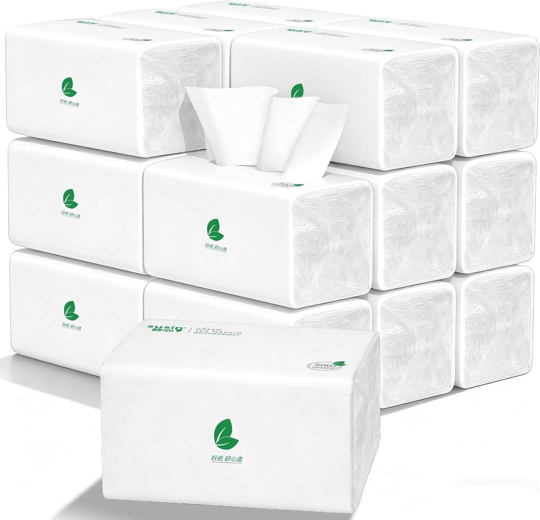 Small Facial Tissues 9000 Sheets of 18 Packs [Not in Box] 5-Ply 1800 Draws Extra Thick & Ultra Soft Travel Paper Tissues, Unscented Bulk Supply Soft Pack Household Tissues for Home, Office and School