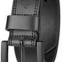 Dickies mens 100% Leather Jeans With Stitch Design and Prong Buckle Belt, Black, 42 Waist 40 US at Amazon Mens Clothing store