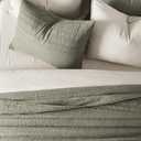 EVERGRACEHOME 100% Cotton Modern Lines Quilt Set Queen Size, Pre-Washed Soft Striped Coverlet Bedspread, 3 Piece Lightweight Bedding Set for All Season, with 2 Pillow Shams, Olive Green