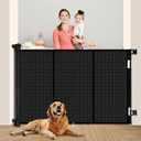 Upgrade 71" Retractable Baby Gates with Reinforced Strip Design to Prevent Crawling Through, 48" Tall Retractable Gate for Baby and Pet, 6 FT Baby Gates for Stairs, Doorways, Hallways (Black)