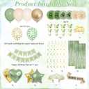 Ouddy Life Sage Green Birthday Party Decorations, Happy Birthday Banner Gold Heart Star Foil Balloons Paper Pompoms Fringe Curtain Cake Topper Crown, Neutral Birthdays Decorations for Women Girls