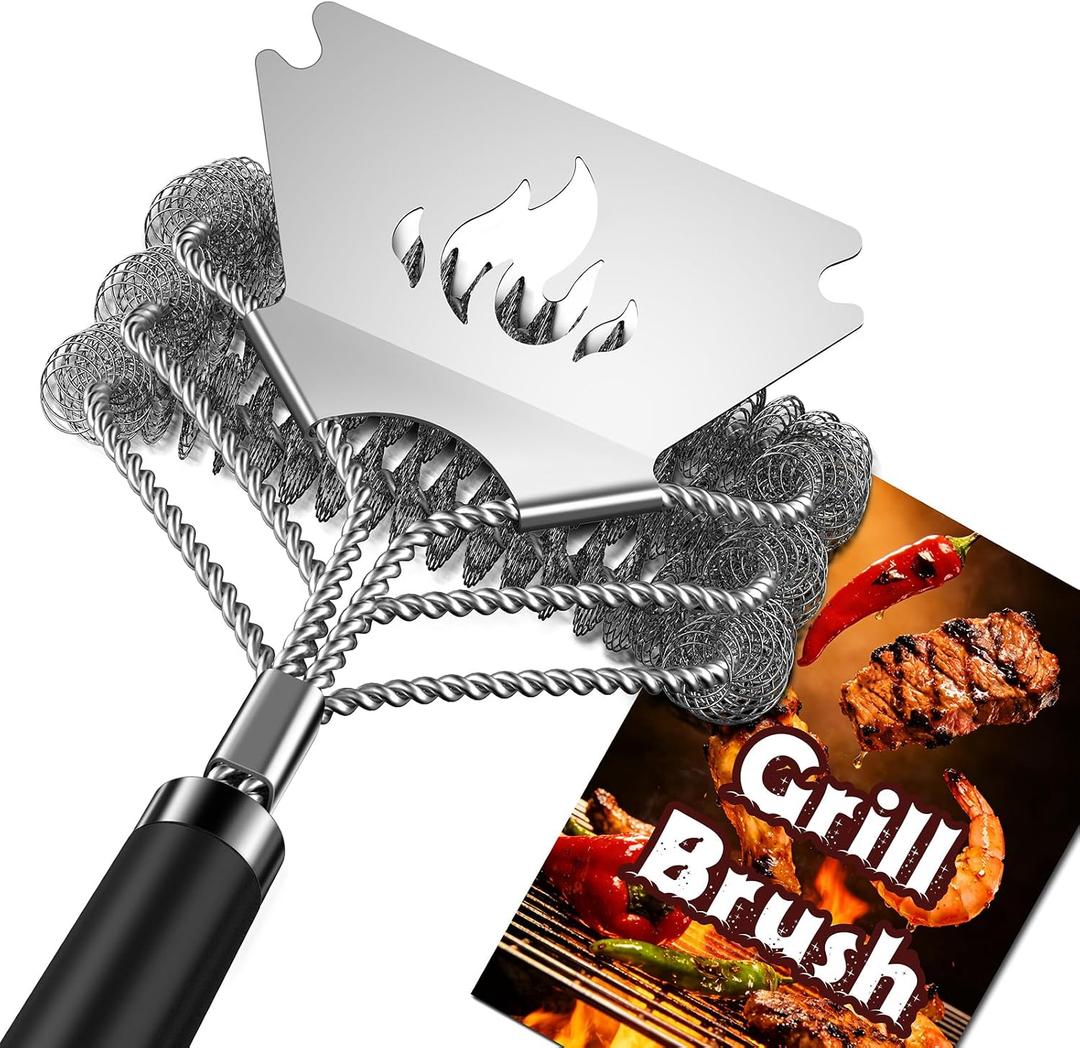 TNTOR Grill Brush Bristle Free with Scraper, 18" Adjustable Handle BBQ Grill Brush for Outdoor Grill, Extra Strong Grill Cleaner Brush for Grill/Smoker/Gas/Charcoal, Grill Gifts for Men/Dad