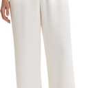 Abonlen Wide Leg Pants for Women Casual Flowy Crepe Trousers Wrinkle Free Relaxed Fit Lounge Work Business with Pockets