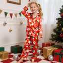 Sylfairy Satin Pajamas for Girls Silky Button-Down Sleepwear Unicorn Nightwear Loungewear PJS Clothes Set Gifts for Kids (5-6 Years, Father Christmas)