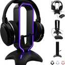 Tilted Nation Gaming Headset Stand | RGB Headphone Stand for Desk with Mouse Bungee and USB Hub (Cool and Clean Setup) Gaming Headset Holder - Perfect Gamer Gift Accessory (Black)