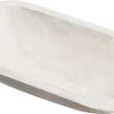 Large Wooden Dough Bowl Decorative Wooden Bowl Rustic Long Dough Bowls Decor for Farmhouse Home Dining Table Centerpiece Living Room Kitchen Decorations(10 x 6 Inch,White)