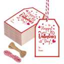 100PCS Valentine's Day Gift Tags with String 3.3 x 2.2 Inch Red Pink Heart Hang Tags for Valentine Gift Wrap DIY Craft Wedding Party Favors