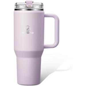 Gpeng 30/40/50 oz Tumbler with Handle, Water Bottles with Straw Lid, Insulated Stainless Steel Travel Mug Cup Holder Friendly, Keep Drinks Cold or Hot for Hours