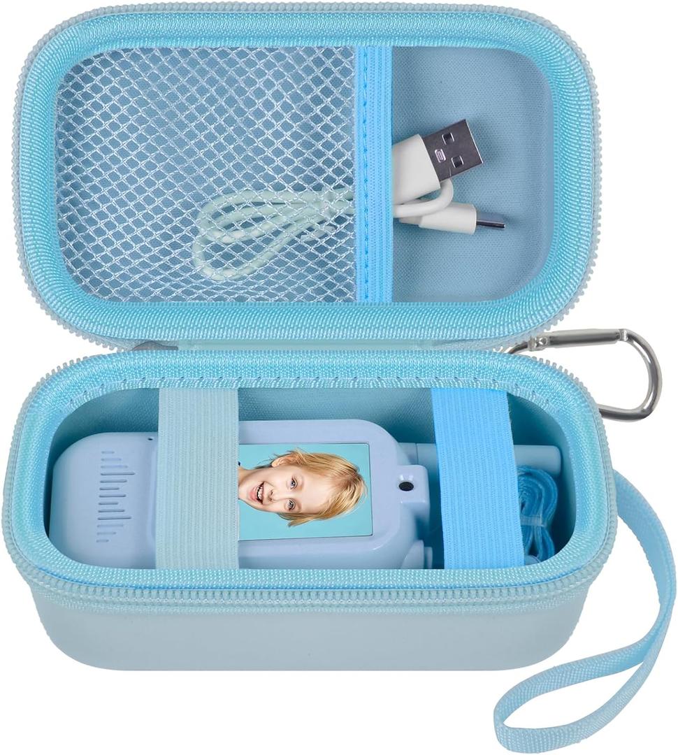 Case Compatible with YUSSBCU/for Fabeto/for FHskFH/for BlueFire Video Walkie Talkies for Kids, Travel Carrying Walkies Talkies Toys Storage Bag with Mesh Pocket for USB Cables (Box Only) -Blue