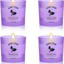 Set of 4 White Unscented Soy Candles, Purple Glass Filled Votive Candles, Hand Poured Wax Candle for Home Dcor Aromatherapy Spa Holidays Party and Weddings