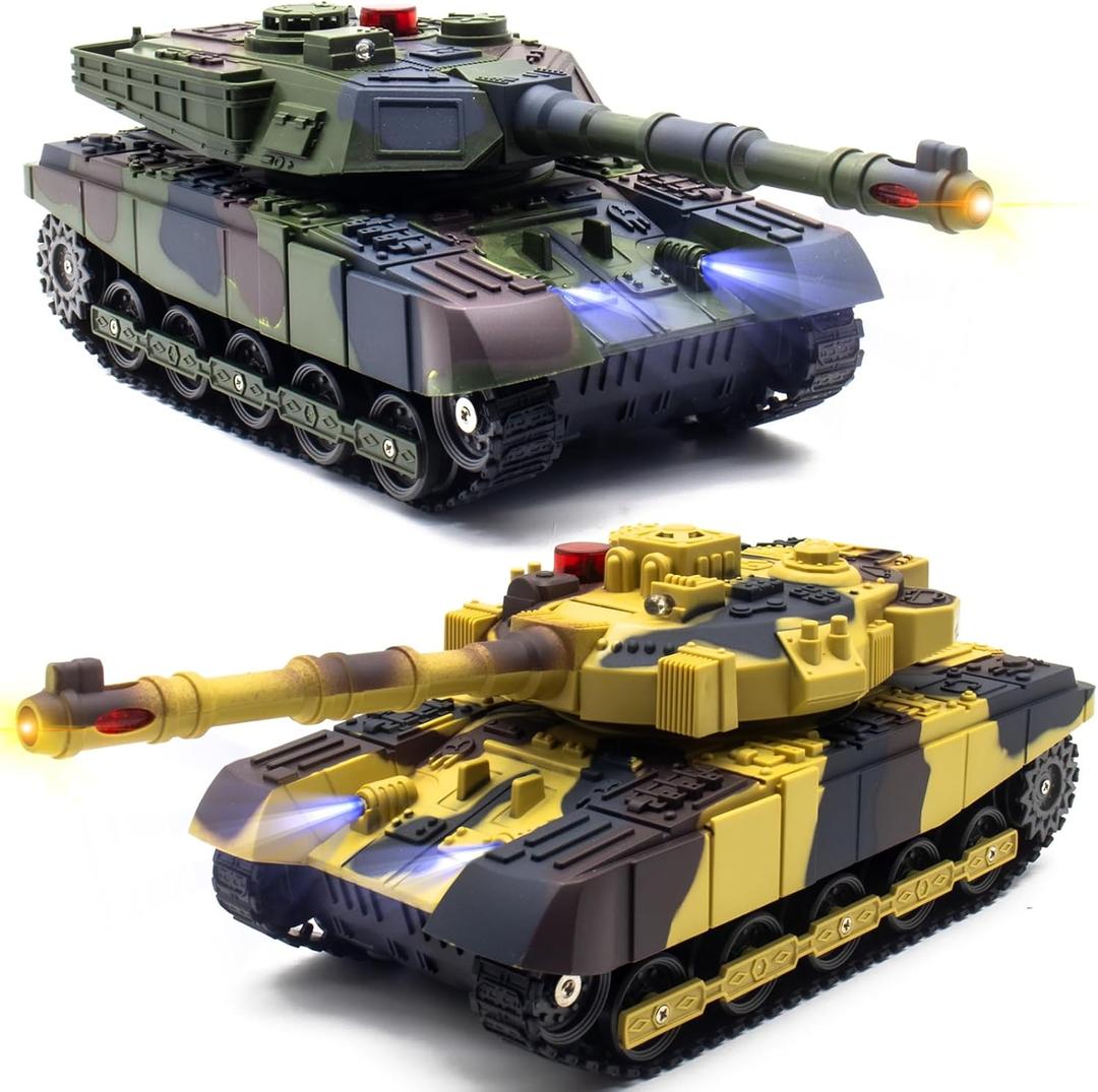 RC Tank That Infrared Shoots - 2.4Ghz Remote Control Battle Army Tank Toys with 360Rotating Turret Auto Demo Sound Effects Lights - Military Vehicles Model Gift for Kids Adults Boys Age 6-8 9-12