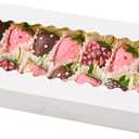 Kucoele 20 PCS Cookie Boxes with Window, 12.5 x 5.5 x 2.5 Inches Bakery Boxes Auto-Popup Treat Boxes for Chocolate Covered Strawberries, Hot Cocoa Bombs, Pastries, Donuts, Muffins