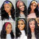 Headband Wig Human Hair Wigs Body Wave Headband Wig 24 Inch Glueless Human Hair Wig for black women human hair glueless, None Lace Front Wigs 180% Density Wear and Go Wig Machine Made Headband Wigs