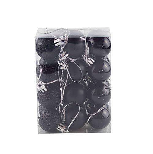 Bestjybt 24pcs 1.18" Small Christmas Ball Ornaments Shatterproof Christmas Decorations Tree Balls for Holiday Wedding Party Decoration, Tree Ornaments Hooks Included (Black, 3cm/1.18")