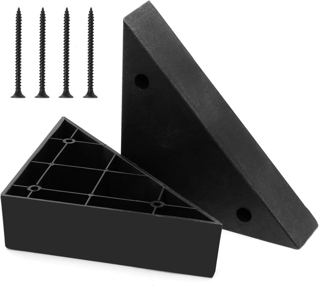 Hordion 8PCS Triangle Couch Legs Replacement, Plastic Furniture Legs Black | 5.71"×5.71"×1.6", Sofa Feet with Screws for Chair Coffee Table Cabinet