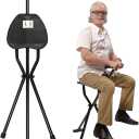 Walking Cane Chair, Walking Stick, Portable Folding Cane with Seat is 34 Inches Tall, Supports up to 240 Pounds, Anti-Slip Lightweight Walking Stick for Seniors