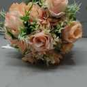 CYANLUX Wedding Bouquets for Bride Bridesmaid Bouquet Champagne White Artificial Roses Flowers for Wedding Valentine's Day Church Home Decoration (Champagne)