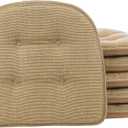Klear Vu Omega Non-Slip Chair Cushions, Assembled in USA, U-Shaped Skid-Proof Seat Pads for Dining Room, Kitchen, Office, 15"x16", 6 Pack, Slub Tan 6 Count