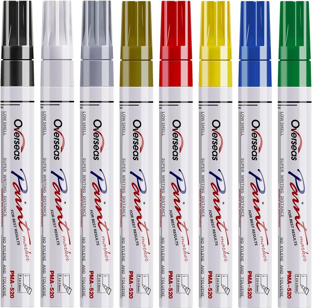 Paint Marker Pens - 8 Colors Oil Based Paint Markers, Permanent, Waterproof, Quick Dry, Medium Tip, Assorted Color Paint Pen for Metal, Wood, Fabric, Plastic, Rock Painting, Canvas, Glass, Art Craft